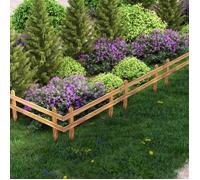 [en.casa] Set de 2 Clôtures de Jardin Décoratives Lot de Bordures Extérieures en Bois Installation Facile Parterres Fleurs Potager Gazon Pin 100 x 40 cm Naturel