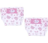 Set de 2 Couches Culotte en Tissu Blanc et Rose Motif Lapin/Ours pour Poupon - poupée 36cm - Set pour Baby Born + Carte Tigre