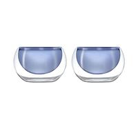 Set de 2 coupelles double paroi en verre borosilicate. Contenance : 180 ml. Couleur paroi intérieure : bleu