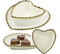 Set de 2 coupes en porcelaine en forme de cœur Plateau Décoration de table