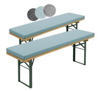 set de 2 coussins de banc de bière 220 x 25 cm, turquoise, épaisseur 4 cm, avec boucles de maintien pour la fixation, extra épais, sleepling