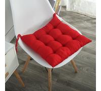 Set de 2 Coussins de Chaise Carrés avec Attaches, 40 x 40 cm Coussin de Chaise Super Doux pour Intérieur et Extérieur pour Cuisine, Jardin, Patio (Rouge)