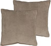 Set de 2 coussins décoratifs en velours côtelé de 45 cm chacun - noix de coco marron - Coussins décoratifs avec remplissage et housse - Velours côtelé Coussin de canapé Coussin de canapé Coussin douil