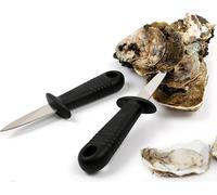 set de 2 couteaux à huîtres avec oeillet de suspension | couteau pour fruits de mer | ouvreur d'huîtres pratique | ouvre-moule en acier inoxydable avec manche en plastique | casse- huîtres avec protec