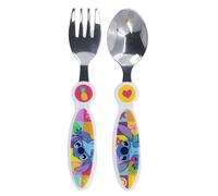 Set de 2 couverts pour enfants en acier inoxydable composé d'une fourchette et d'une cuillère à Stitch