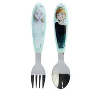 Set de 2 couverts pour enfants en acier inoxydable composé d'une fourchette et d'une cuillère La Reine des Neiges