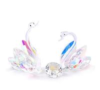 Set de 2 Cygnes de Cristal Colorés 60e Anniversaire de Mariage en Diamant pour Couples, Figurines en Verre de 60 Ans de Mariage Objets de Collection Cadeaux de 60e Anniversaire Décorations pour la