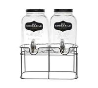 Set de 2 distributeurs à boisson 4L en verre avec robinet style bistrot