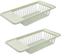 set de 2 égouttoirs en plastique - égouttoir de cuisine - 2 égouttoirs pour évier de cuisine - égouttoir grille passoire - égouttoir en couleur vert clair