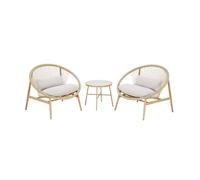 Set de 2 fauteuils de jardin avec table acier et rotin NAROLA