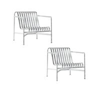 Set de 2 fauteuils de jardin basse Palissade galvanisé WxHxD 73x70x81cm