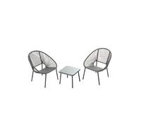 Set De 2 Fauteuils + Table Basse Gris Foncé Acapulco