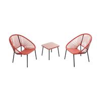 Acapulco set de 2 fauteuils + table basse terracota