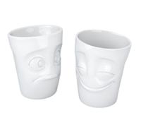 Set de 2 Gobelets Joyeux et Perplexe en porcelaine Tassen BLANC G
