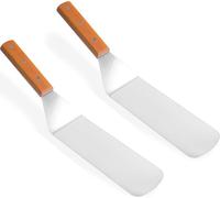 set de 2 grandes spatules en acier inoxydable | spatule à viande avec manche en bois | pelle à rôtir| spatule à rôtir spatule à barbecue | spatule à barbecue BBQ | grattoir de cuisine spatule à barbec
