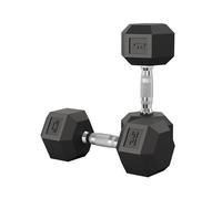 Set de 2 haltères hexagonaux 2,3-22,7kg (5-50LB) | Noyau en fonte revêtu de caoutchouc, poignée acier carbone texturée | Entraînement force salle de sport maison