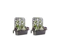 Set de 2 jardinières de balcon en plastique - Gris - L 60 x l 20 x H 64 cm