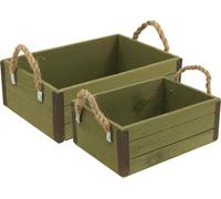 set de 2 jardinières vintage en bois vert - jardinières rustiques pour la décoration et le jardinage