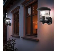 Lot de 2 appliques ALU, lanternes de jardin, éclairage extérieur, terrasses, lumières de véranda, noir