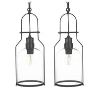 Set de 2 Lampes Suspendues à Cadre Métallique Verre et Noir Bashilo