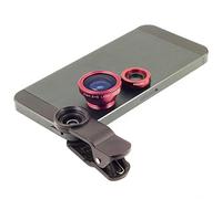 Set de 2 lentilles/objectifs smartphones avec fisheye universel grand angle - Rouge