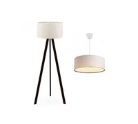 Set de 2 luminaires Scunthorpe suspension et lampadaire E27 crème [lux.pro]