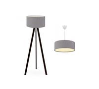 Set de 2 luminaires Scunthorpe suspension et lampadaire E27 gris [lux.pro]