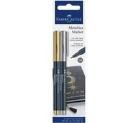 Faber-Castell Marqueur métallique 160796 – pointe en fibre, trait 1,5 mm, or et argent, lot de 2