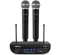 Set de 2 microphones sans fil - VONYX - WM82 - UHF 2 canaux - portée 50m
