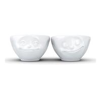 FIFTYEIGHT 3D Lot de 2 tasses et petits bols n°2 «Verträumt & Glück» porcelaine 100 ml blanc