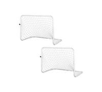 HOMCOM Set de 2 mini cages de foot but de football pour enfants ballon pompe cadre métal entranînement extérieur 78 x 46 x 56 cm blanc