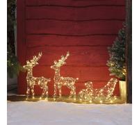 Set de 2 Mini Rennes et Traîneau Lumineux à Perles et Micro-LED