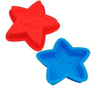 Set de 2 Moules à Gâteau en Silicone Forme Étoile 15cm, Moules de Cuisson Antiadhésifs Rouge et Bleu pour Four, Gelées, Desserts d’Anniversaire et Pâtisserie DIY