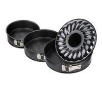 Zenker 9991650 Set de 2 moules à manqué + 1 moule à savarin collection Black Metallic, moule à manqué, moule à charnière, moule rond, moule à savarin, Acier, noir, Diamètres 20 cm + 24 cm + 28 cm