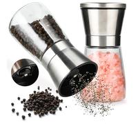 Set de 2 Moulin à Poivre, Moulin à Sel et Poivre en Acier Inoxydable avec Broyeur en Céramique Réglable, Idéal pour la Cuisine et la Table