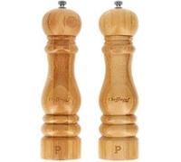 Cheffinger Set de 2 Moulins Sel et Poivre en Bambou naturel Broyeur Réglable