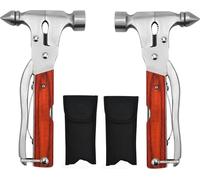 set de 2 outils de camping avec marteau, pince, scie et tournevis, 12 en 1 outils de camping, outil combiné avec décapsuleur, outil de poche y compris sac de rangement pour le camping, marteau à disqu