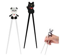 Set de 2 Paires de Baguettes d'Apprentissage, Panda & Chat Porte-Bonheur, Baguettes Réutilisables Antidérapantes Résistantes à la Chaleur pour Nouilles Asiatiques Ramen (Set Chat + Panda)