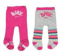 Set De 2 Paires De Collants (Motif Rose - Gris) Baby Born 43 Cm - Zapf - Accessoire Vetement Poupee