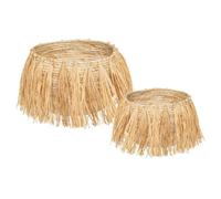 Set de 2 paniers à franges ""Safari"" raphia L22 25cm - Atmosphera createur d'interieur