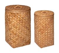 Set de 2 paniers à linge - bois clair tressé - Atmosphera créateur d'intérieur