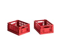 HAY Set de 2 paniers Colour Crate recyclé mini rouge LxlxH 17x13x8cm