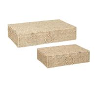 Set de 2 paniers ""Cora"" en paille & métal S et M - Atmosphera Créateur d'intérieur