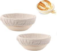 set de 2 paniers de fermentation Panier de fermentation Forme du pain Rond en rotin Lavable en lin Panier de fermentation en rotin naturel pour la maison Levain de boulangerie