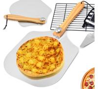set de 2 pelles à pizza en aluminium avec manche en bois pliable - 63,5 cm Pelle à pizza pour pierre à pizza Pelle à pain Pelle à four XL Pelle à pizza pliable avec grande surface - 30,5cm x 35,5cm