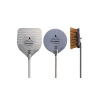 Set de 2 pelles a pizza 33 x 33 cm et Ø 22 Cm + Brosse Manche 150 cm Qualité BellaNapoli