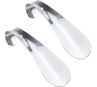 set de 2 petits chausse-pieds en acier inoxydable | Chausse-pied de 16cm | Aide à chausser en métal | Modèle solide | Chausse-pied en métal avec trou pour le suspendre