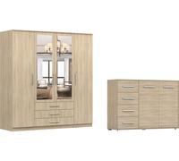 sET DE 2 PIÈCES Armoire à portes coulissantes Armoire avec miroirs Sonoma/Sonoma 200cm Szantal avec commode 135cm FRIDA 01