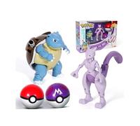 Set de 2 pièces Figurines Delicate Pokémon Blastoise + Mewtwo modèle d'action ensemble de jouets pour enfants 9-13 cm