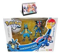 Set de 2 pièces Figurines Pokémon PokéBall Ash Greninja Lucario 9 cm avec Calendrier Pokémon 2022 en français G
